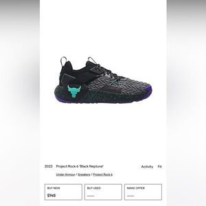 Under Armour Project Rock 6 'Black Neptune men size 8